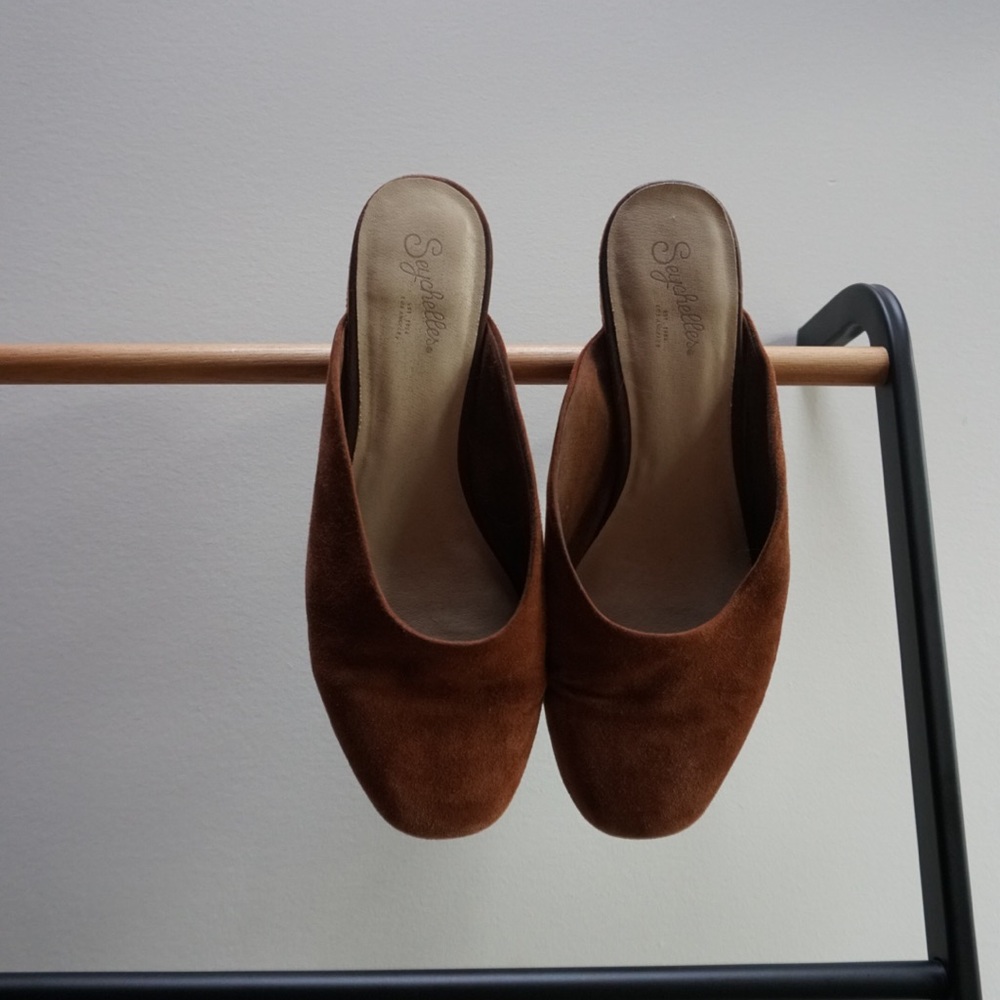 Copper suede slides